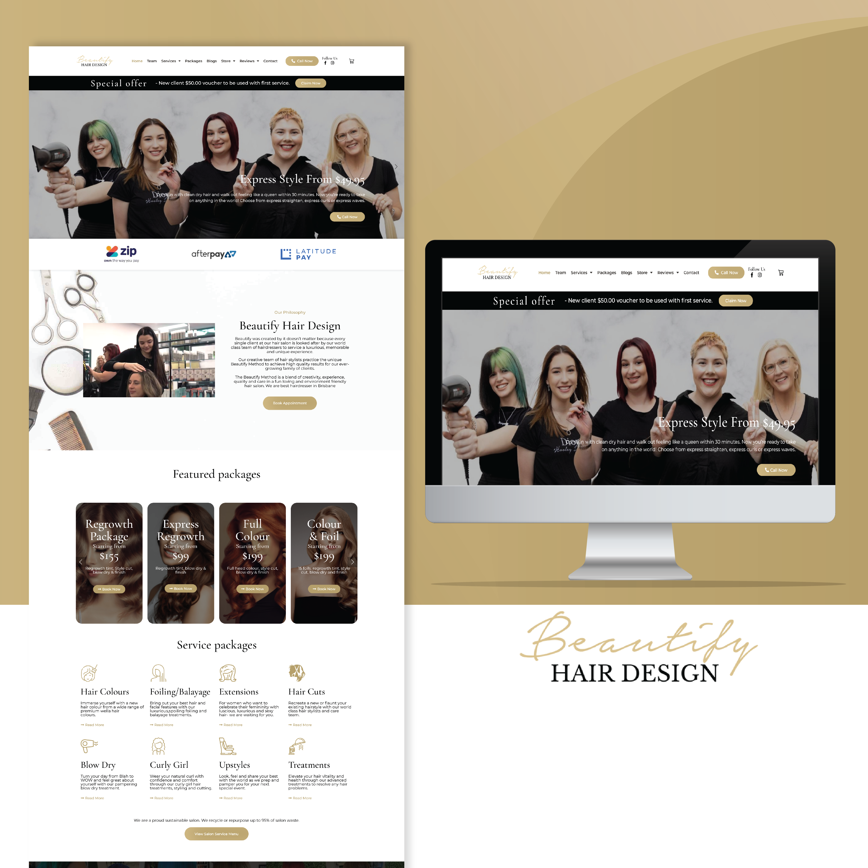 beautify hair design website design portfolio